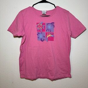Sonoma Life+Style pink and purple sea/beach themed graphic tee